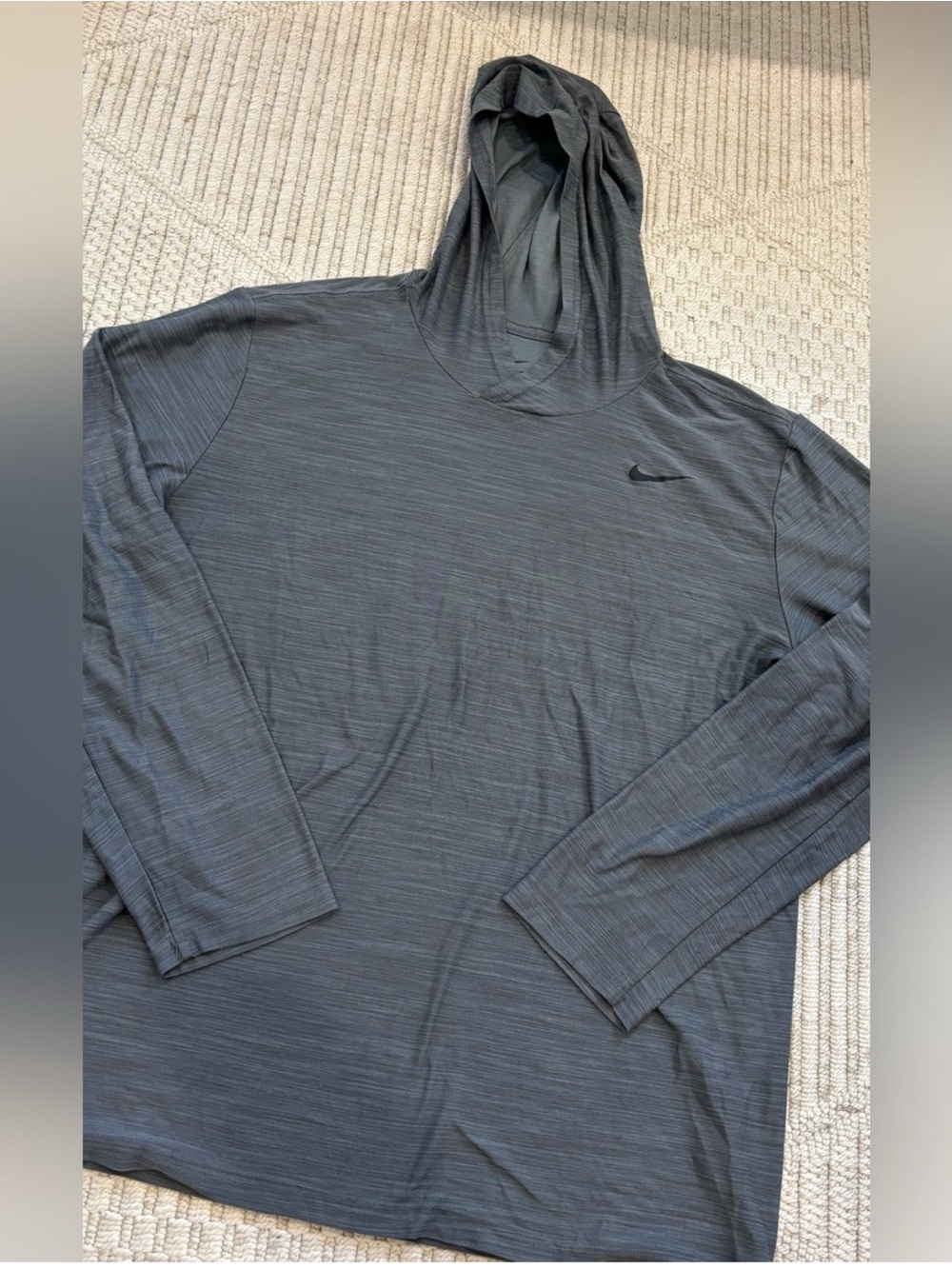 Nike Women’s Charcoal Hooded Long-Sleeve DRI FIT Performance Top